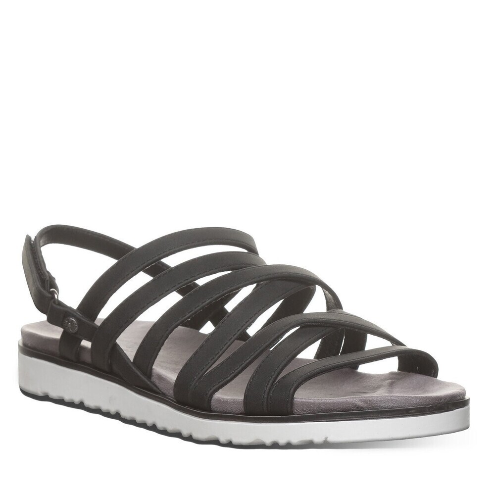 Bearpaw Crete Sandals Women's 9 Black Faux Leather Round Toe Slingback GAL2032